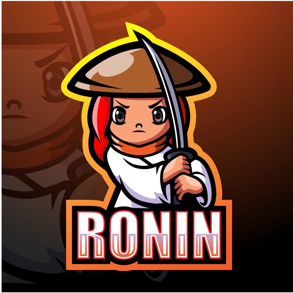 Ronin mascot esport logo design vector