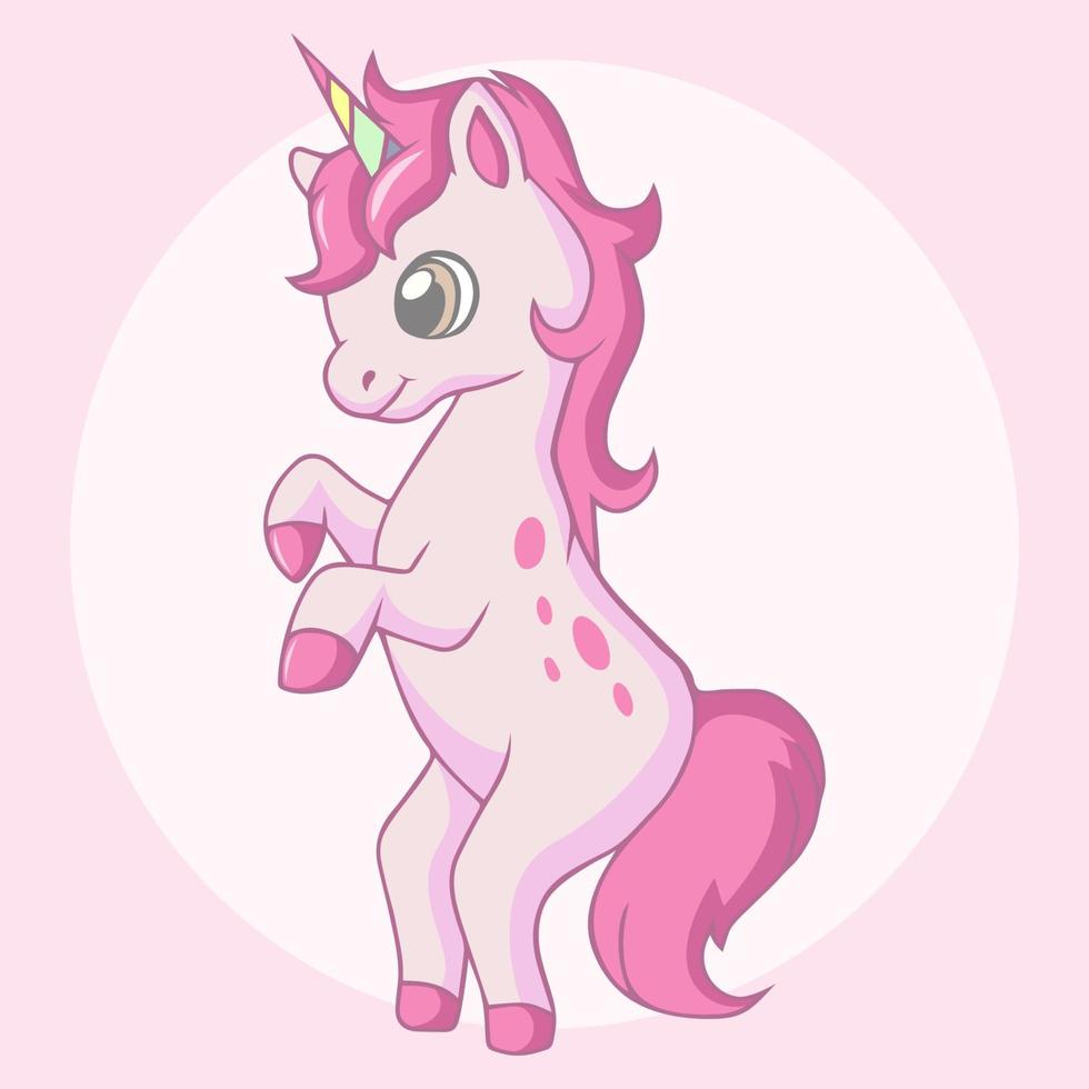 Cute kawaii unicorn pony cartoon vector