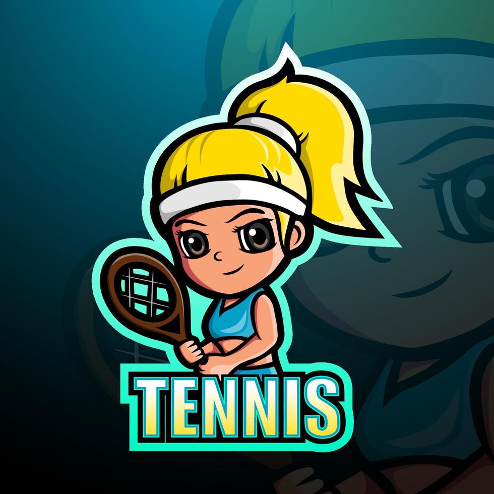 diseño de logotipo de esport de mascota de tenis vector
