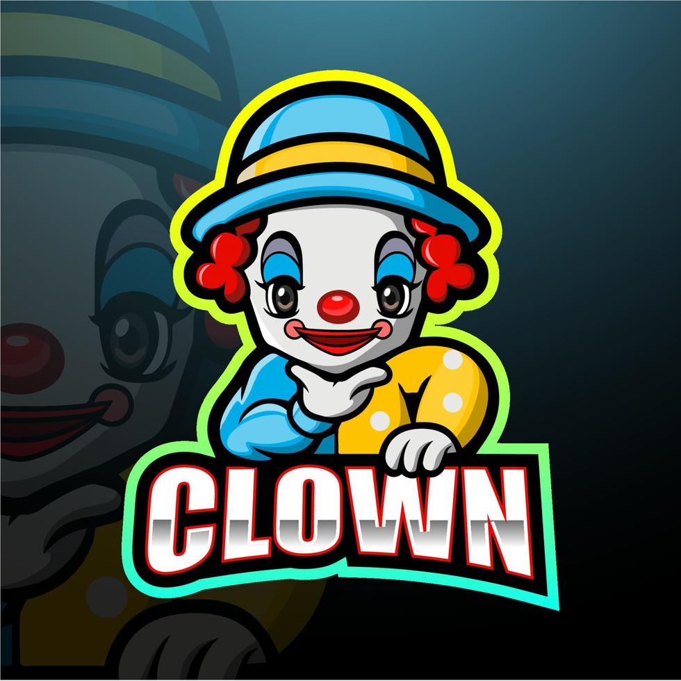 Little clown boy esport logo design vector