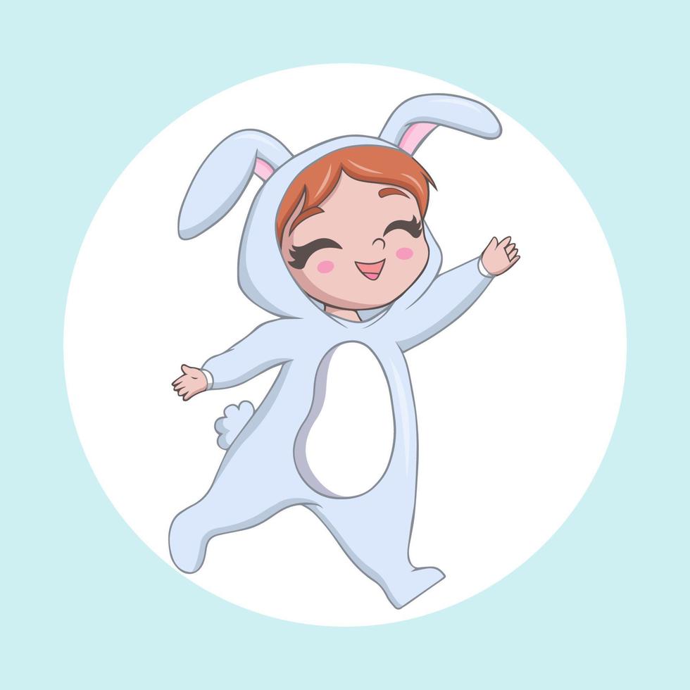 Cute little girl wearing a rabbit costume vector