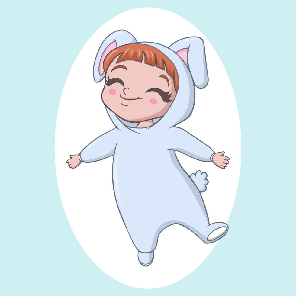 Cute little girl wearing a rabbit costume vector