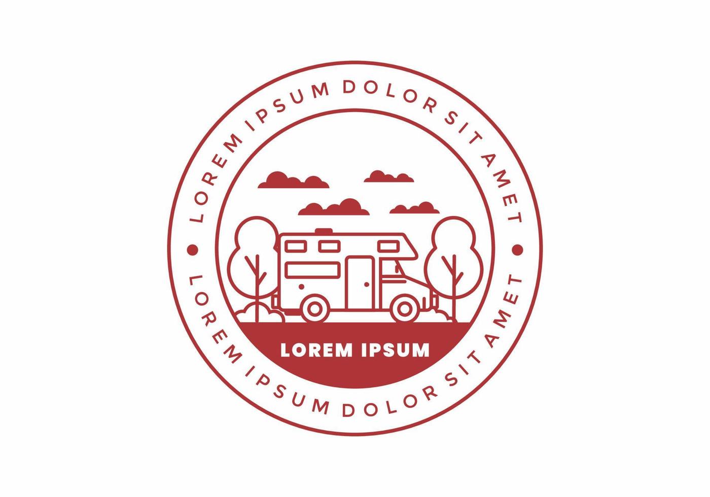 Line art motorhome flat illustration vector