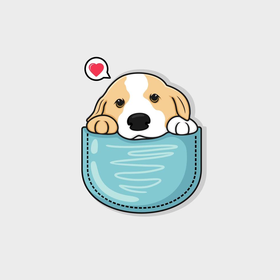 cute dog in shirt pocket vector