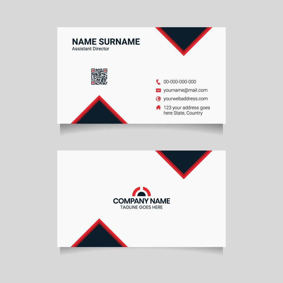 Red and White Flat Business Card Design vector