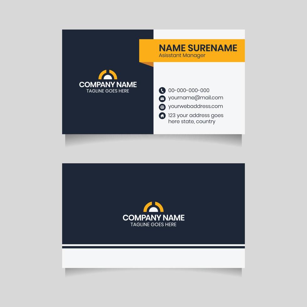 Modern Yellow and White Business Card Template, Professional Visiting Card Design vector