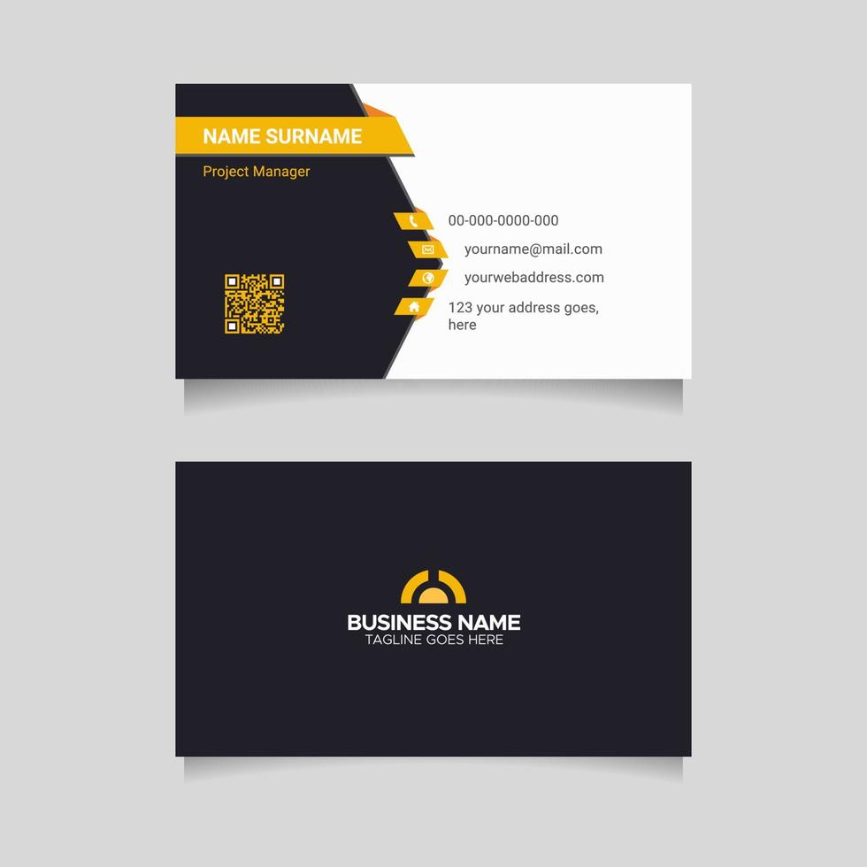 Modern Yellow and White Business Card Template, Professional Visiting Card Design vector