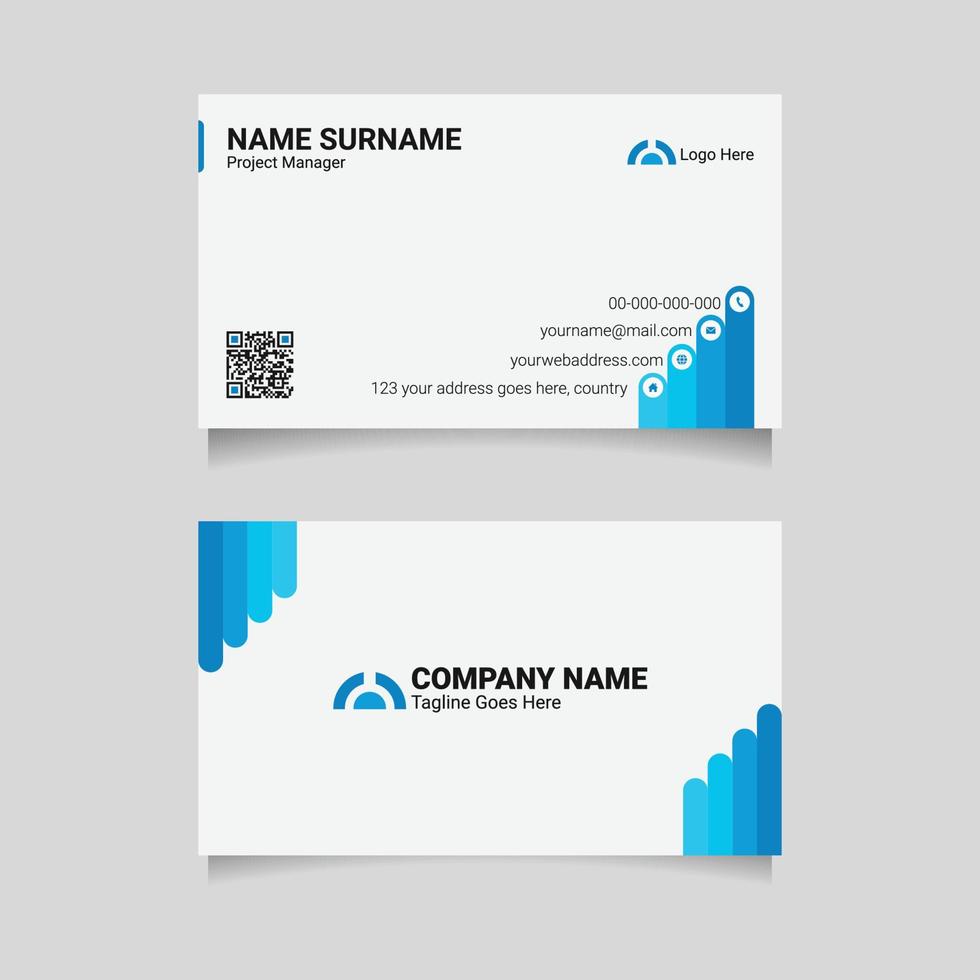 Blue Abstract Business Card Template with Unique Layout vector