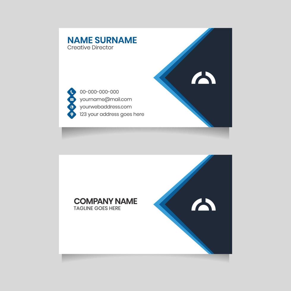 Blue and White Minimal Business Card Template vector
