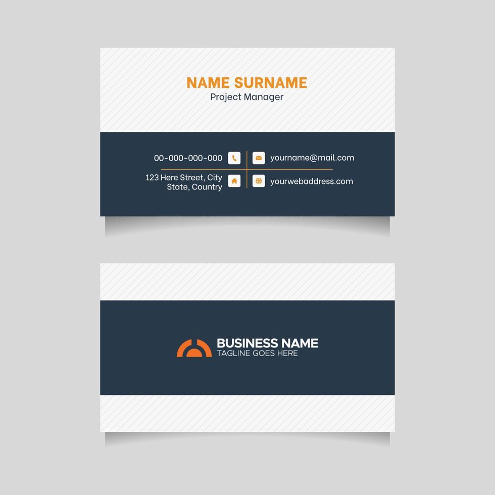 Gray and White Business Card Template, Corporate Visiting Card Design vector