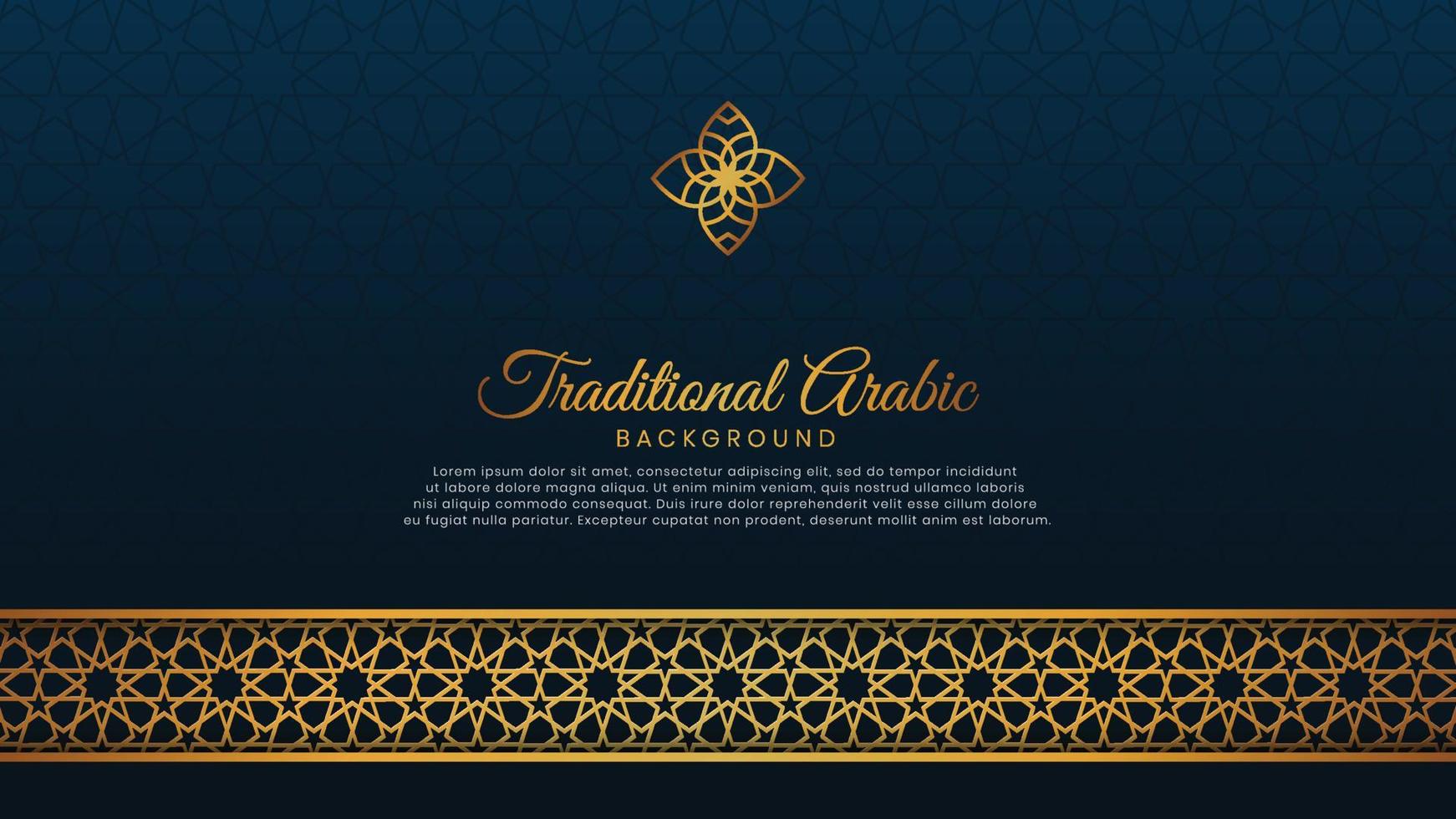 Islamic Arabic Luxury Background Greeting Card Template with Golden Pattern Ornament Brush Frame vector