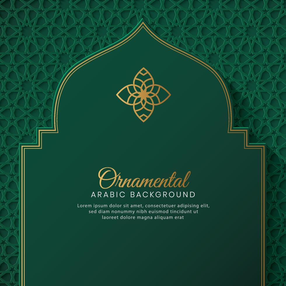 Islamic Arabic Green Background with Arabic Pattern vector