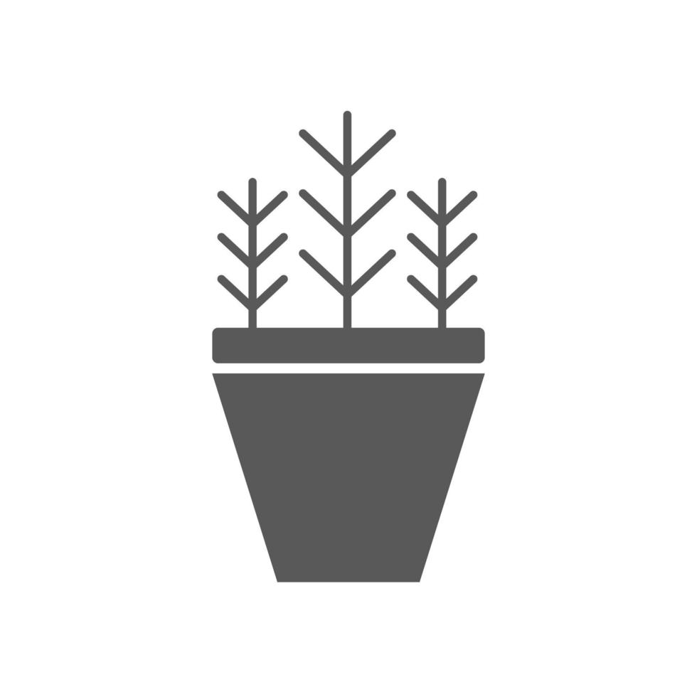 icono de vector de una planta en una olla sobre fondo blanco