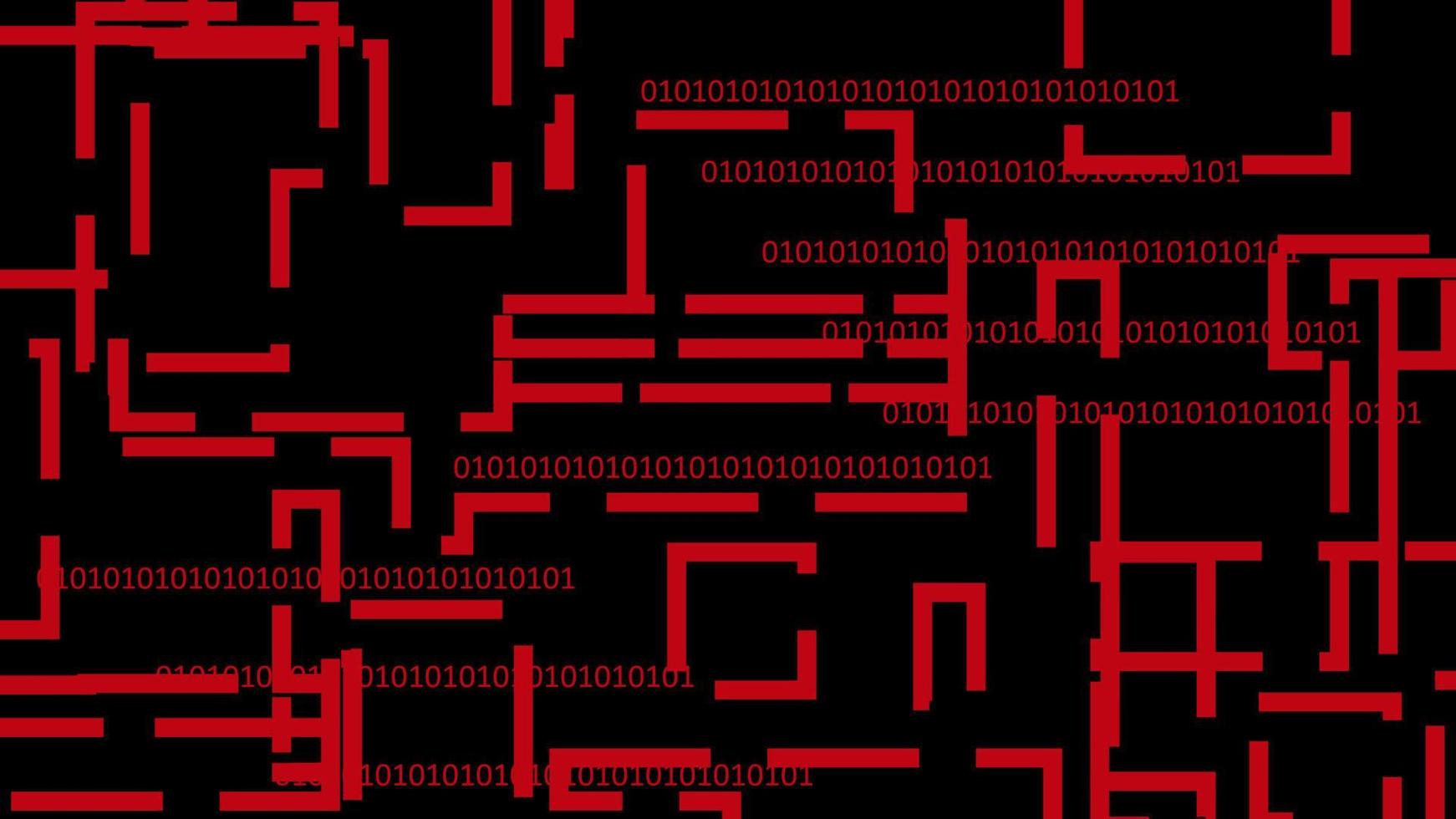 Abstract red neon line with binary number pattern on black background technology style. Modern futuristic vector