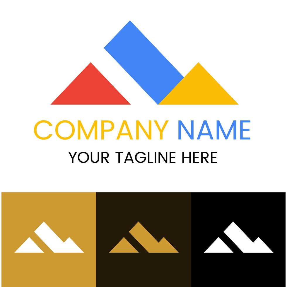 logotipo simple del triángulo de la montaña, con un concepto colorido y fresco. para empresa de negocios, digital, tecnología, innovación, educación y creatividad vector