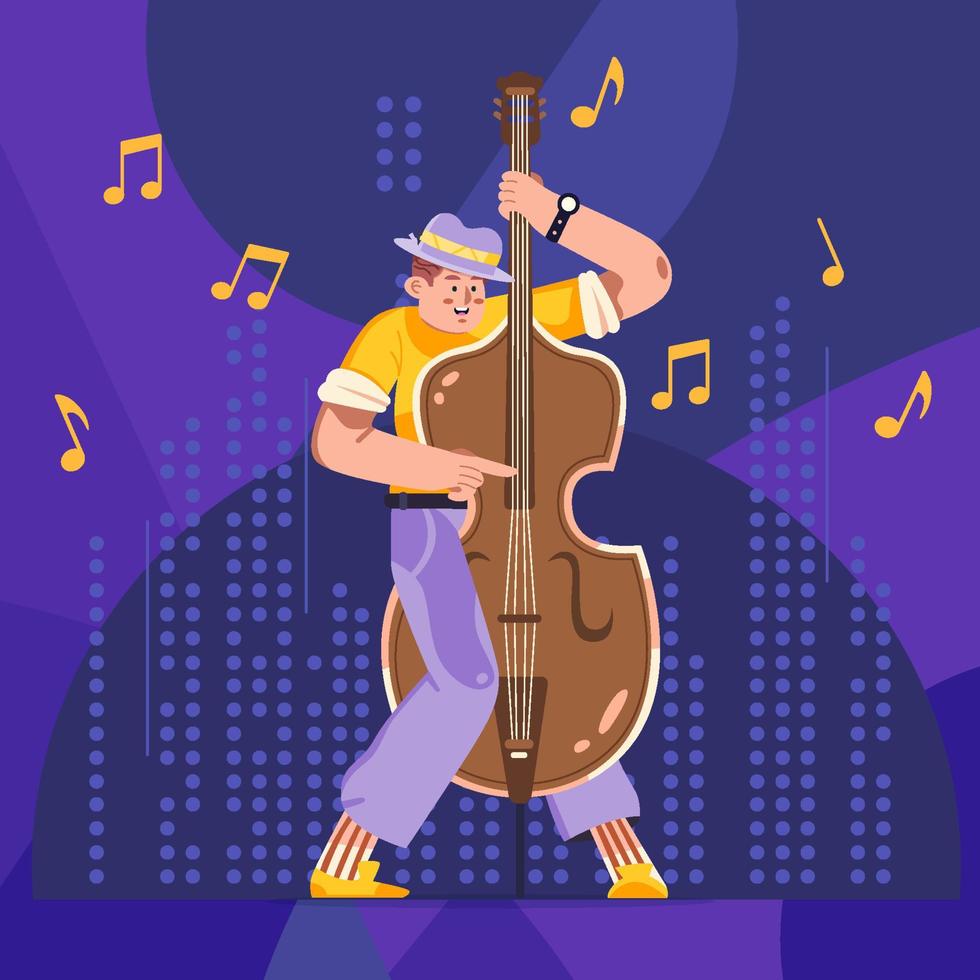 Jazz Cello Player Playing Music Concept vector