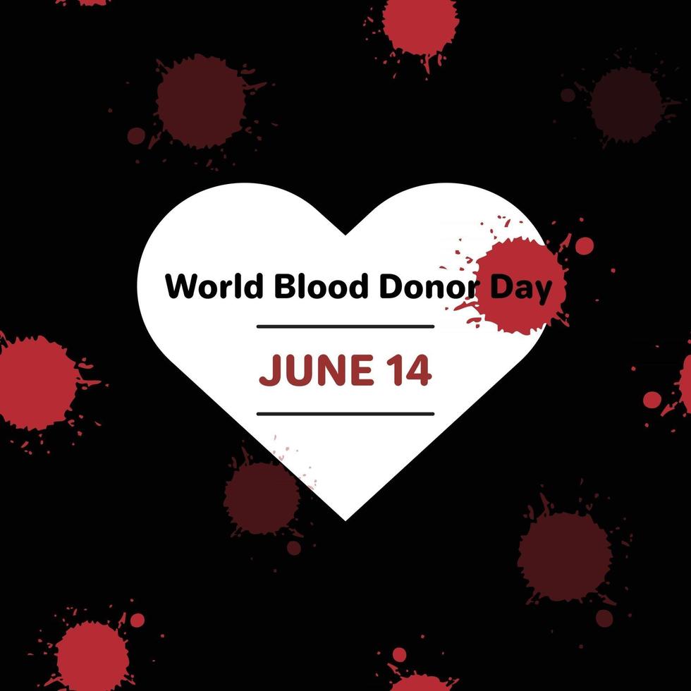 WORLD BLOOD DONOR DAY WITH BLOOD DROPS ON BLACK vector