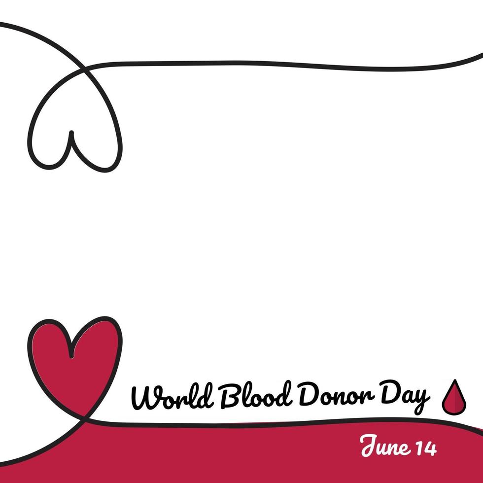 día mundial del donante de sangre con fondo de patrón de borde de corazón vector