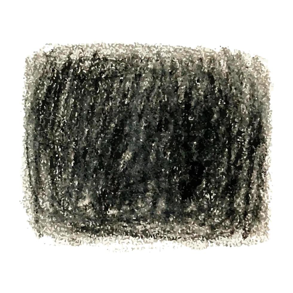 Black crayon scribble texture stain isolated on white background vector