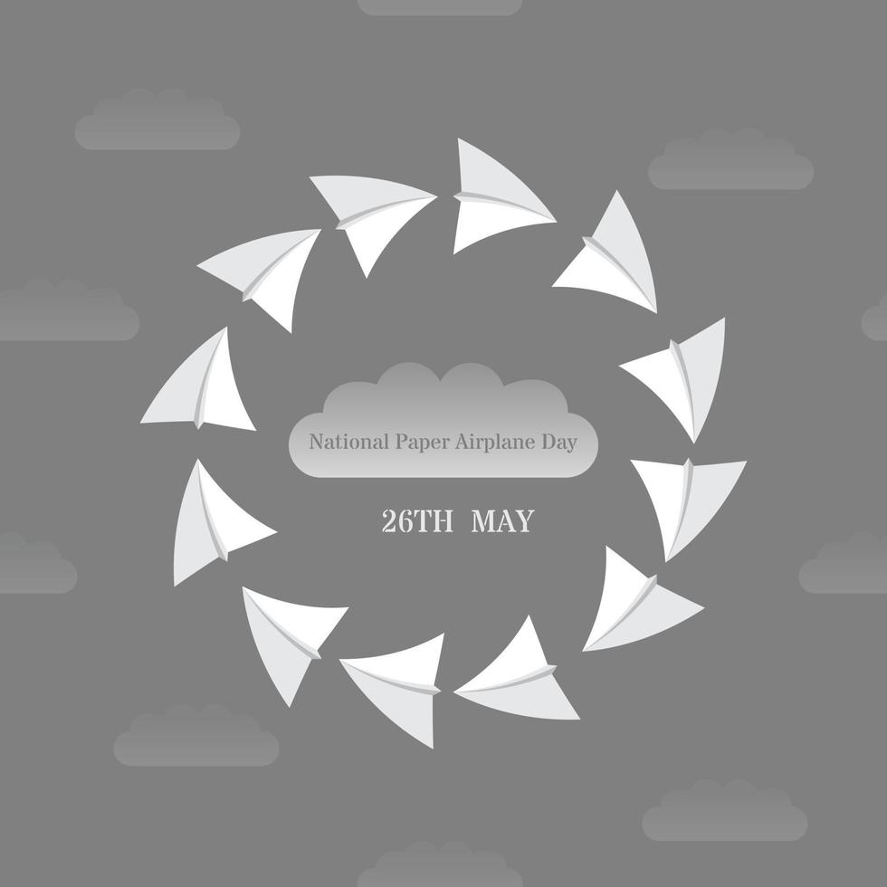 NATIONAL PAPER AIRPLANE DAY ON GREY BACKGROUND vector