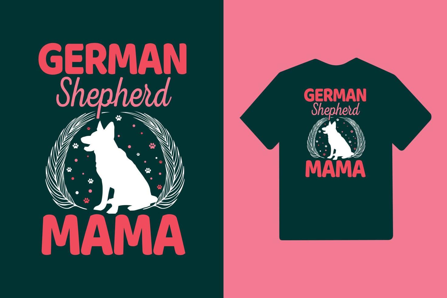 pastor alemán mamá tipografía día de la madre o diseño de camiseta de mamá vector