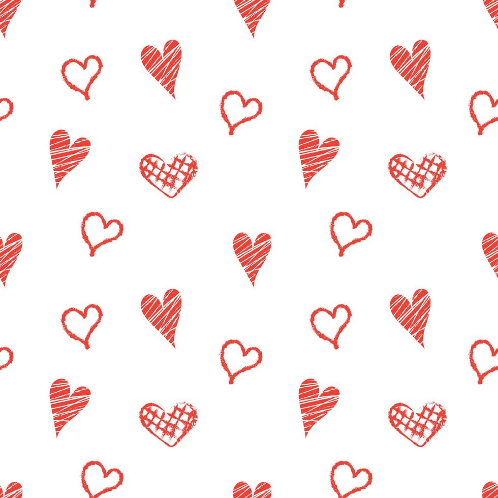 corazón estilo dibujado a mano motivo de patrones sin fisuras, día de san valentín, material de vector de fondo romántico para textil o papel