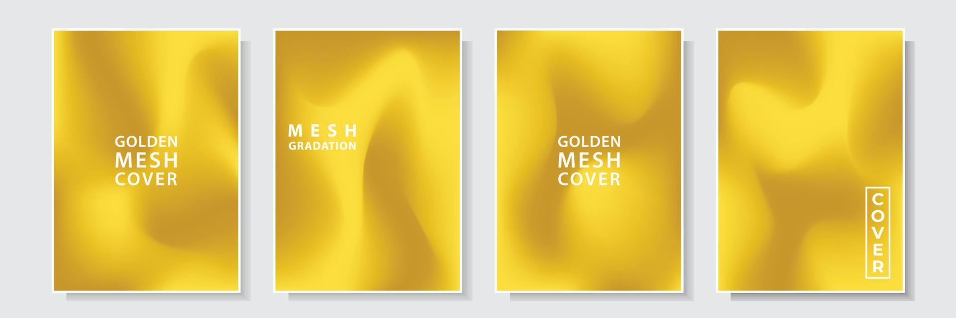 gradation mesh golden abstract art color style luxury cover template, fluid art, set collection design vector