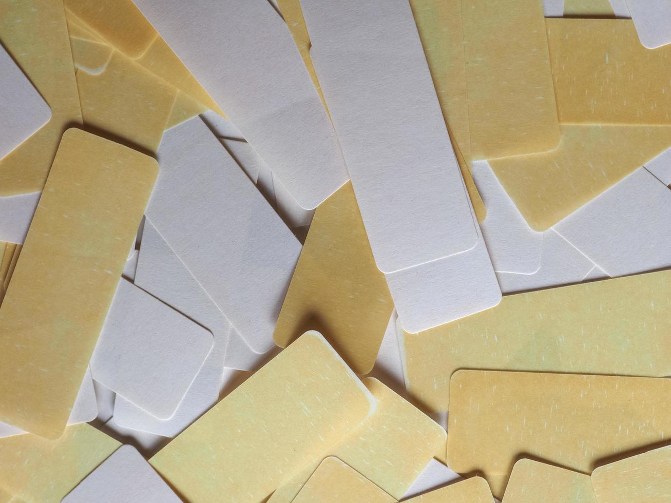white and yellow labels photo