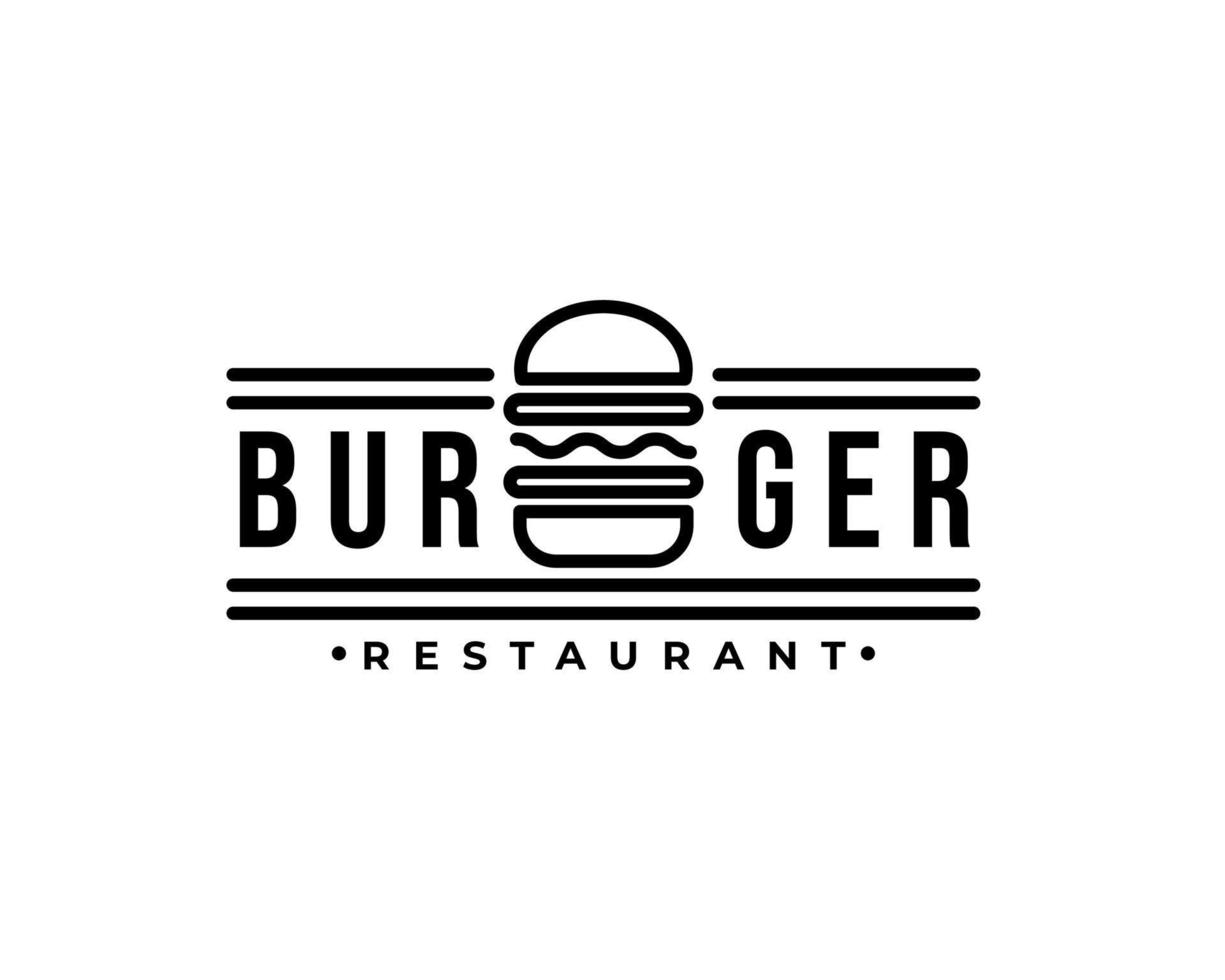 Burger Restaurant Monoline Logo Concept Vector Illustration