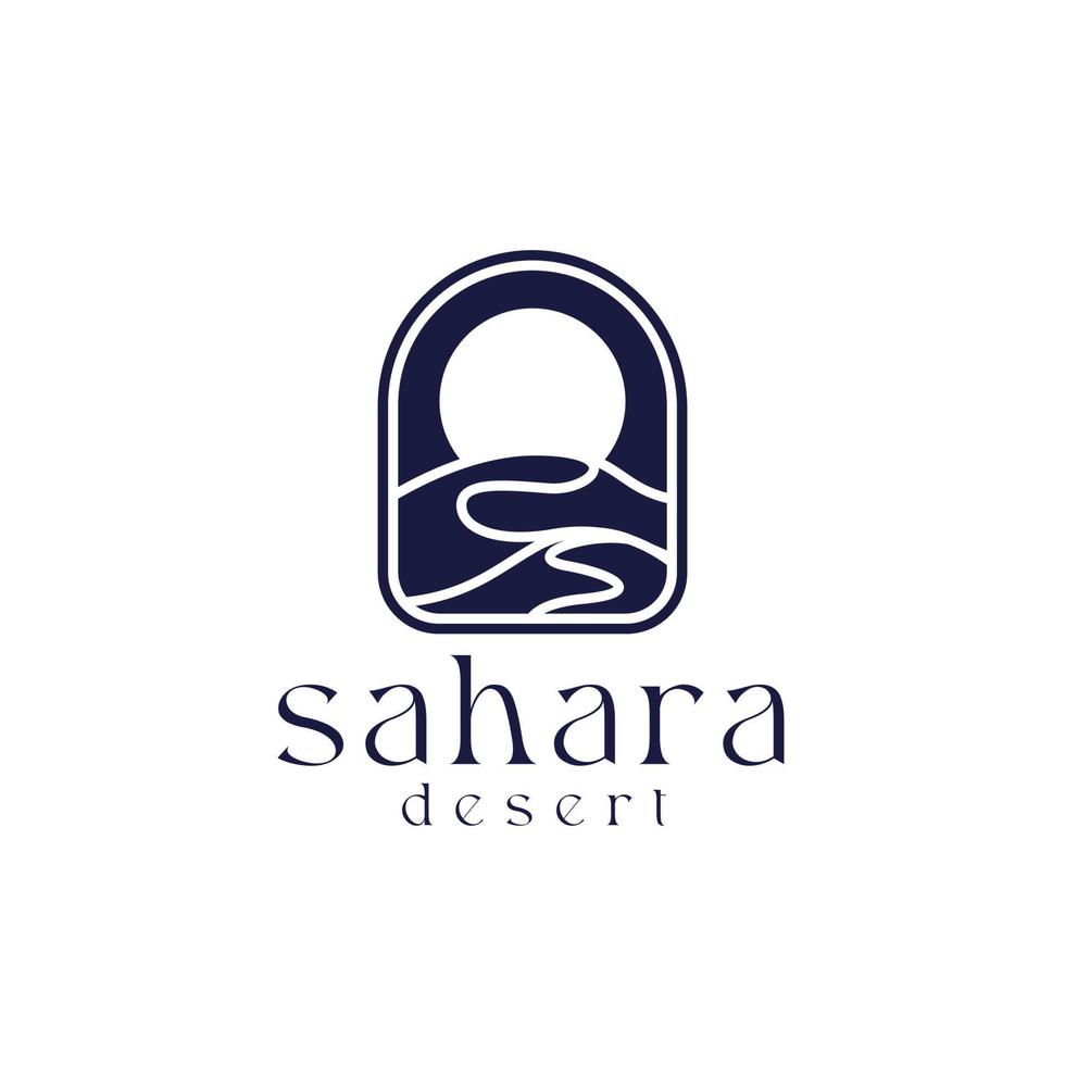 Sahara Desert Moon Light Logo Concept Vector Illustration