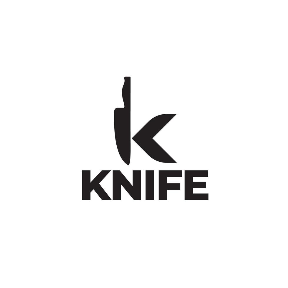 Ilustración de vector de concepto de logotipo de cuchillo de letra k