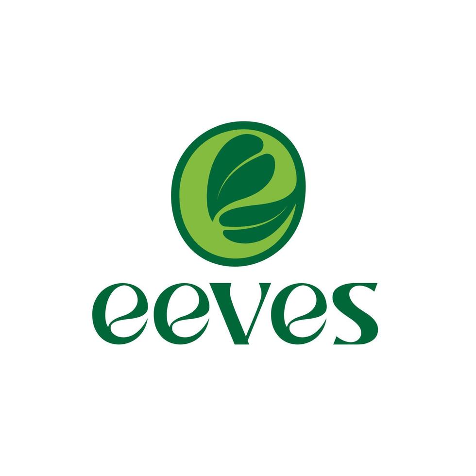 Letter E Leaves Logo Concept Vector Illustration