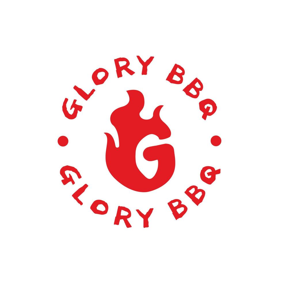 Letter G Fire BBQ Steak Logo Concept Vector Illustration