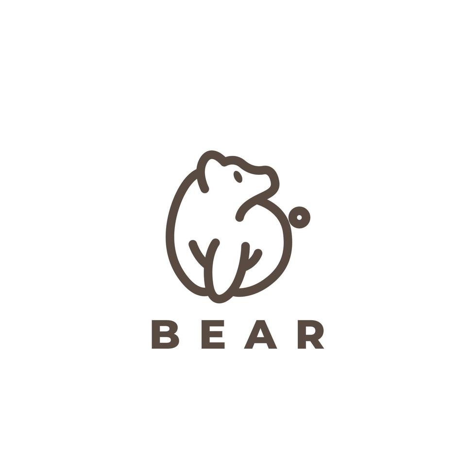 Abstract and Simple Bear Monoline Logo vector