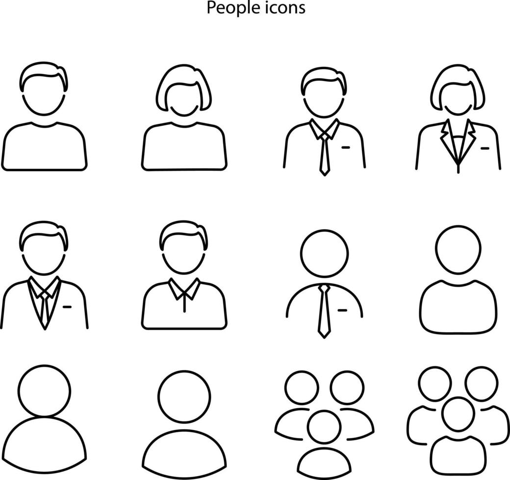 conjunto de iconos de diferentes personas, aislado en blanco vector