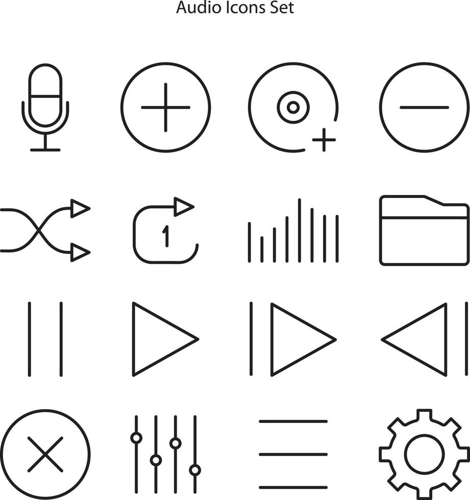 audio icons set isolated on white background from user interface collection. audio icon thin line outline linear audio symbol for logo, web, app, UI. audio icon simple sign. vector