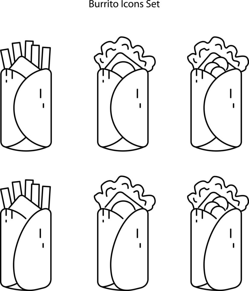 icono de burrito aislado sobre fondo blanco. icono de burrito contorno de línea delgada símbolo de burrito lineal para logotipo, web, aplicación, ui. icono de burrito signo simple. comidas rápidas vector