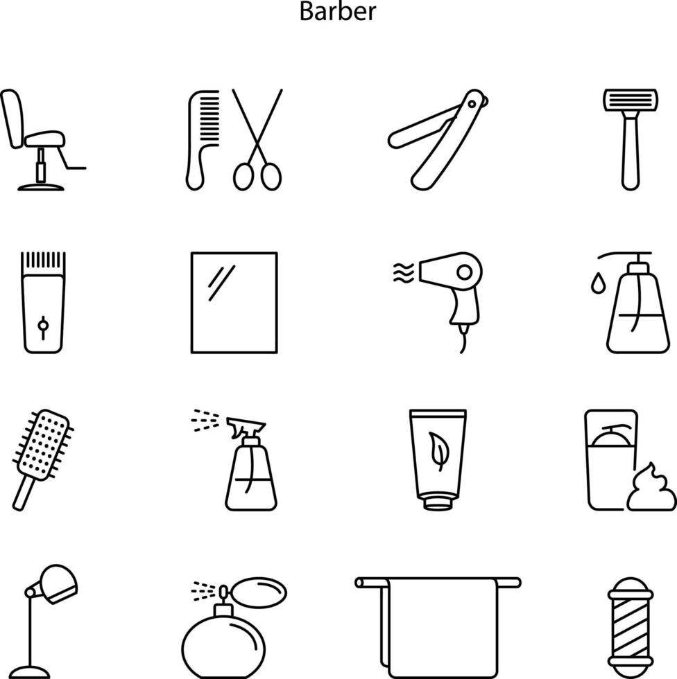 icono de peluquero aislado en fondo blanco de la colección de peluquería y peluquería. icono de barbero moderno y moderno símbolo de barbero para logotipo, web, aplicación, ui. icono de signo simple. vector