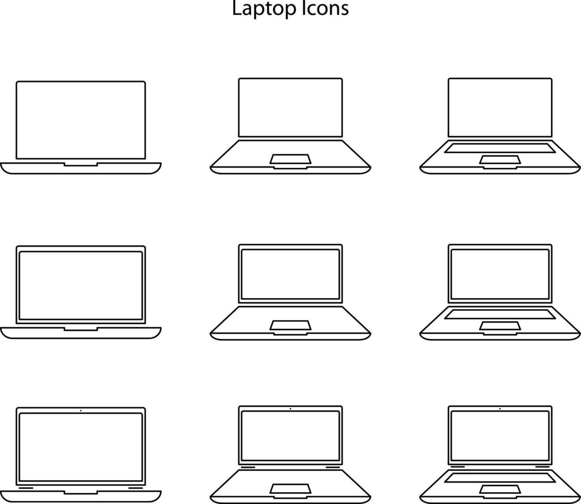 conjunto de iconos de portátil aislado sobre fondo blanco de la colección de hardware. conjunto de iconos de computadora portátil moderno y moderno símbolo de computadora portátil para logotipo, web, aplicación, interfaz de usuario. el icono del portátil establece un signo simple. vector