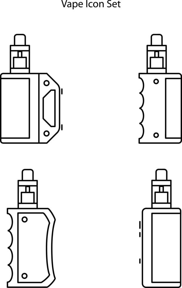 señal de cigarrillo electrónico. icono de dispositivo de vape de línea. emblema vectorial para tienda de vapeo o venta minorista. conjunto de iconos de vapeo. vector