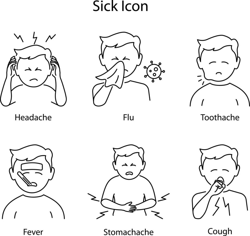 Sick human icon isolated on white background. Sick human icon trendy and modern Sick human symbol for logo, web, app, UI. Sick human icon simple sign. vector