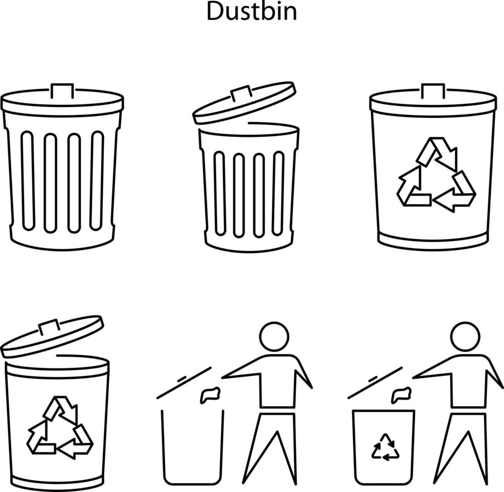 dustbin icon set isolated on white background. dustbin icon set trendy and modern dustbin symbol for logo, web, app, UI. dustbin icon simple sign. icon set flat vector illustration for graphic