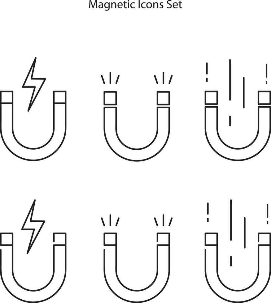 magnet icon set isolated on white background. magnet icon thin line outline linear magnet symbol for logo, web, app, UI. vector
