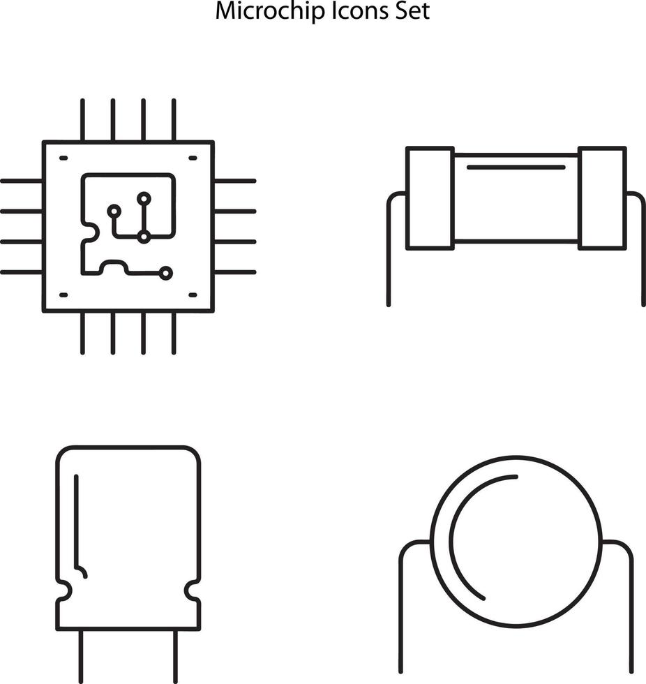 microchip icons isolated on white background from industrial process collection. microchip icon thin line outline linear microchip symbol for logo, web, app, UI. microchip icon simple sign. vector