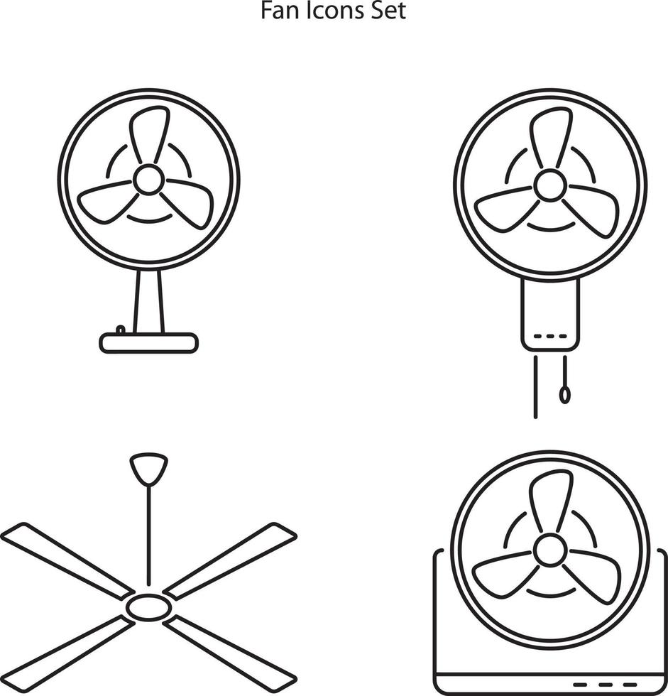 iconos de ventilador establecidos aislados en fondo blanco de la colección de virus stop. icono de ventilador contorno de línea delgada símbolo de ventilador lineal para logotipo, web, aplicación, ui. signo simple del icono del ventilador. vector