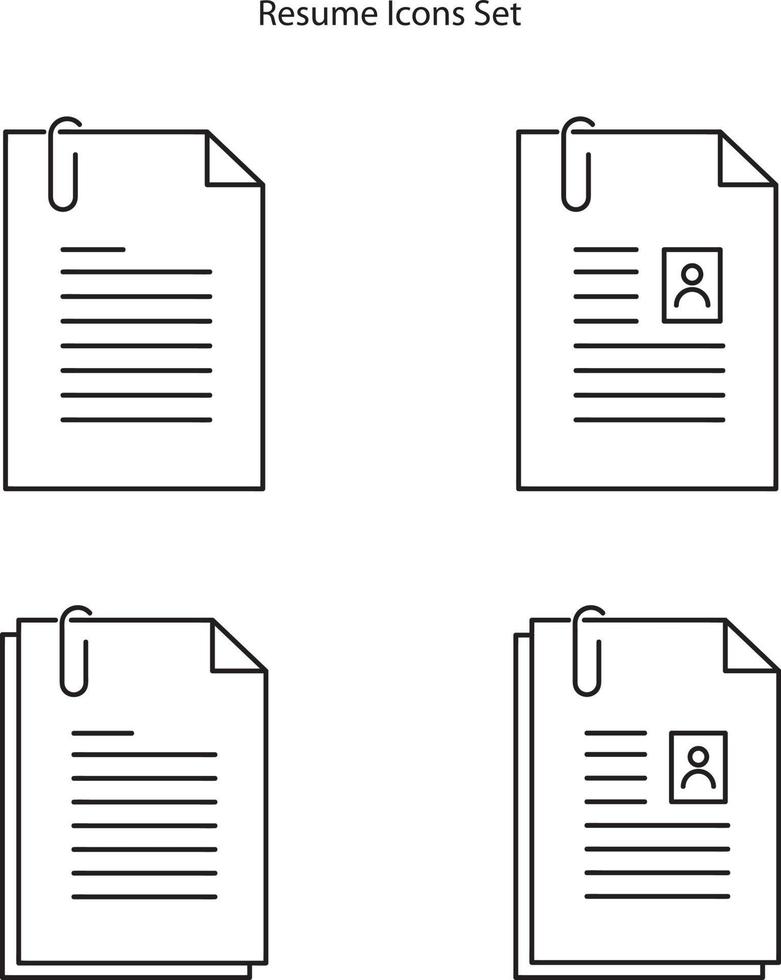 resume icons set isolated on white background from leadership collection. resume icon thin line outline linear resume symbol for logo, web, app, UI. resume icon simple sign. vector