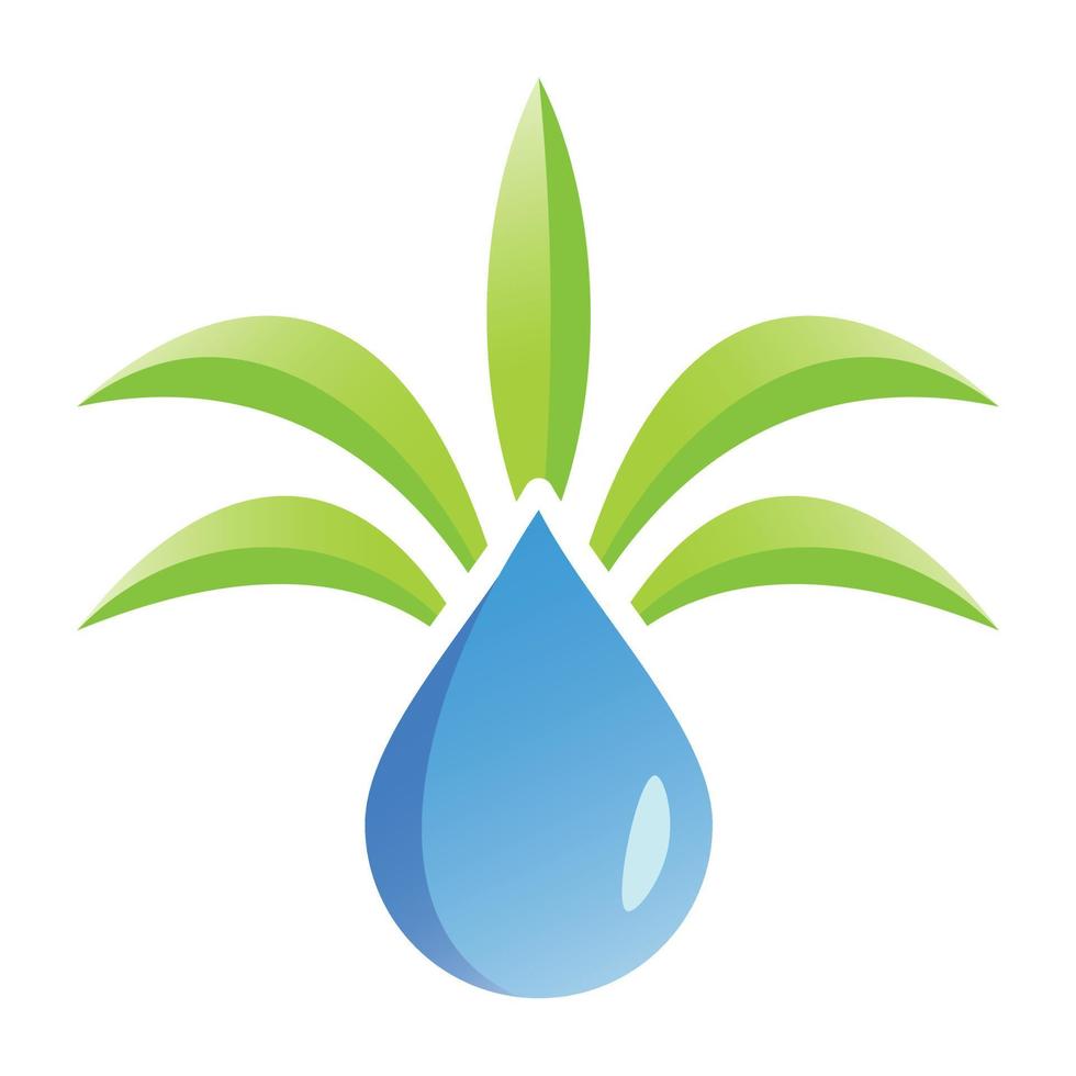 Water Leaf Logo Vector Illustration