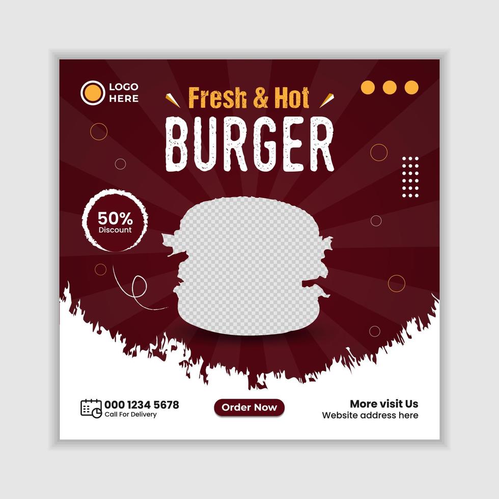 Burger food menu promotion social media post banner templates. vector