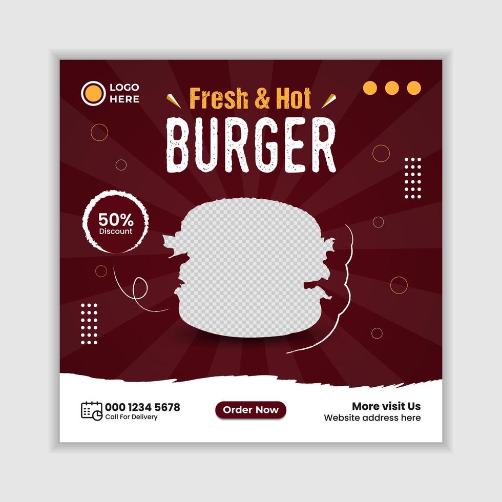 Burger food menu promotion social media post banner templates. vector