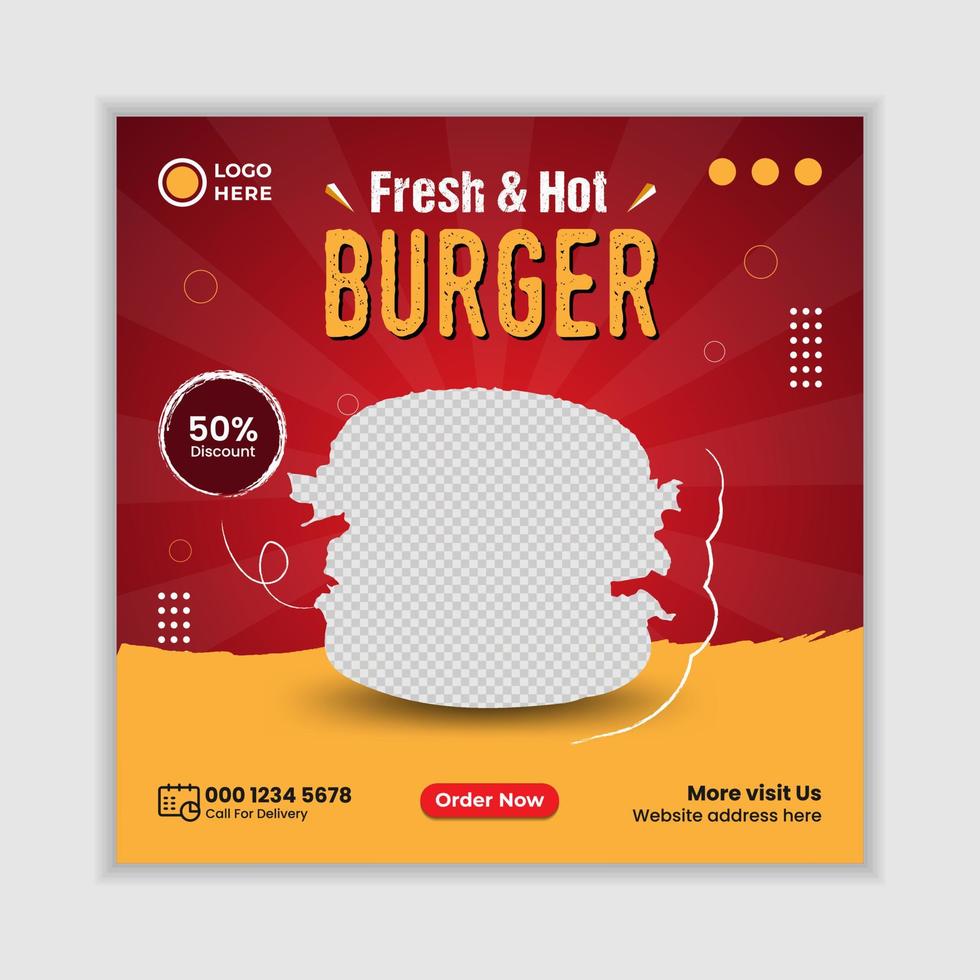 Burger food menu promotion social media post banner templates. vector